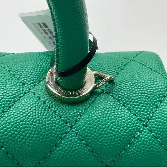 CHANEL Green Caviar Coco Top Handle Flap Bag Small GHW - Picture 6 of 15